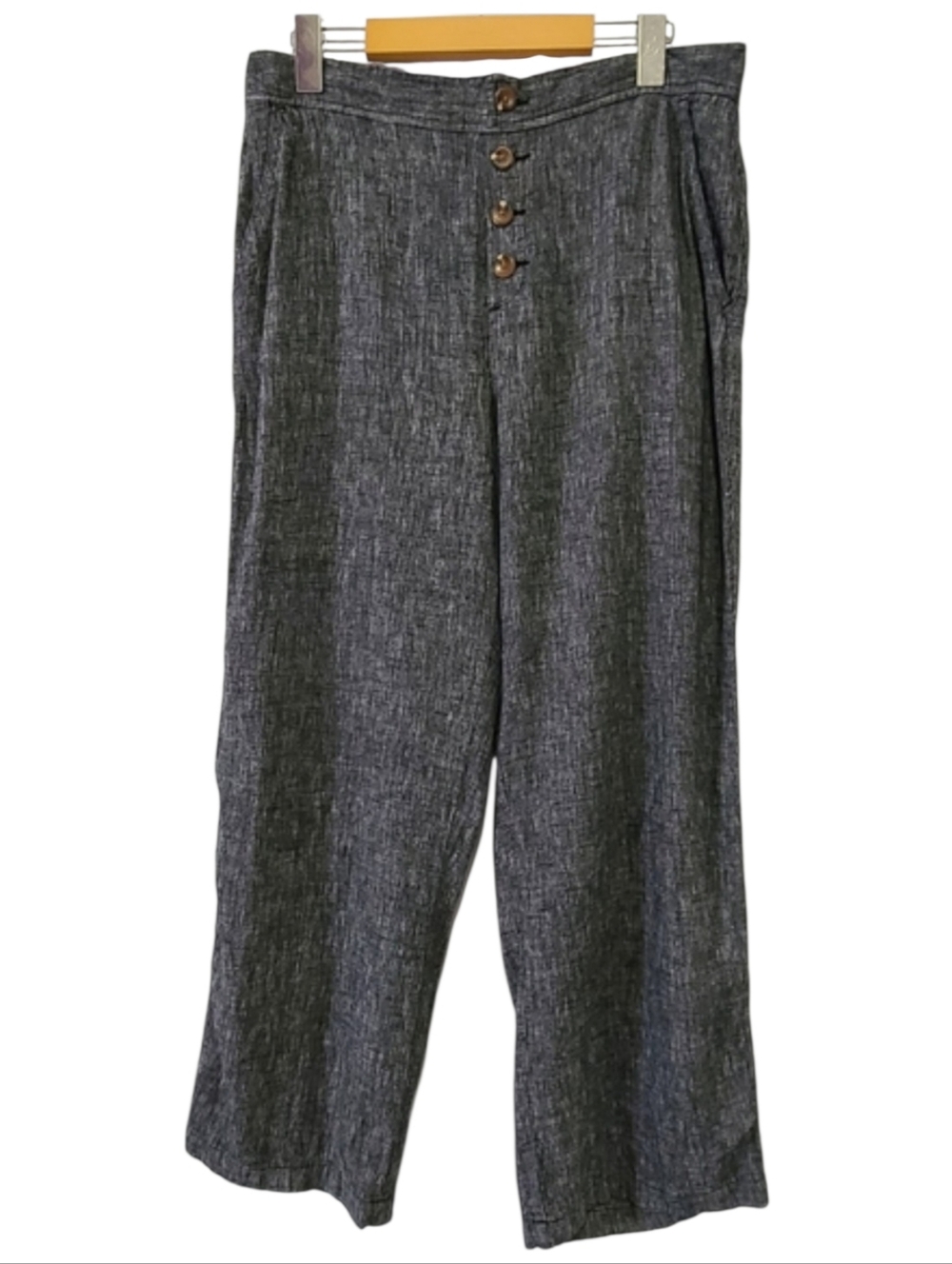 Ellen Tracy Linen Wide Leg Pants Size M Elastic Waist Drawstring Lightweight